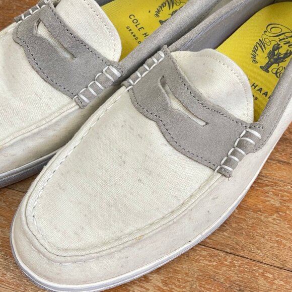 Cole Haan Shoes Mens Size 9 Slip On Penny Loafers Fabric Suede Pinch Maine   Bra - Picture 3 of 5
